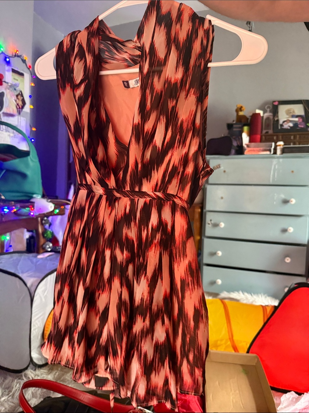 Mossimo Supply Co. Women's Black and Coral Print Dress